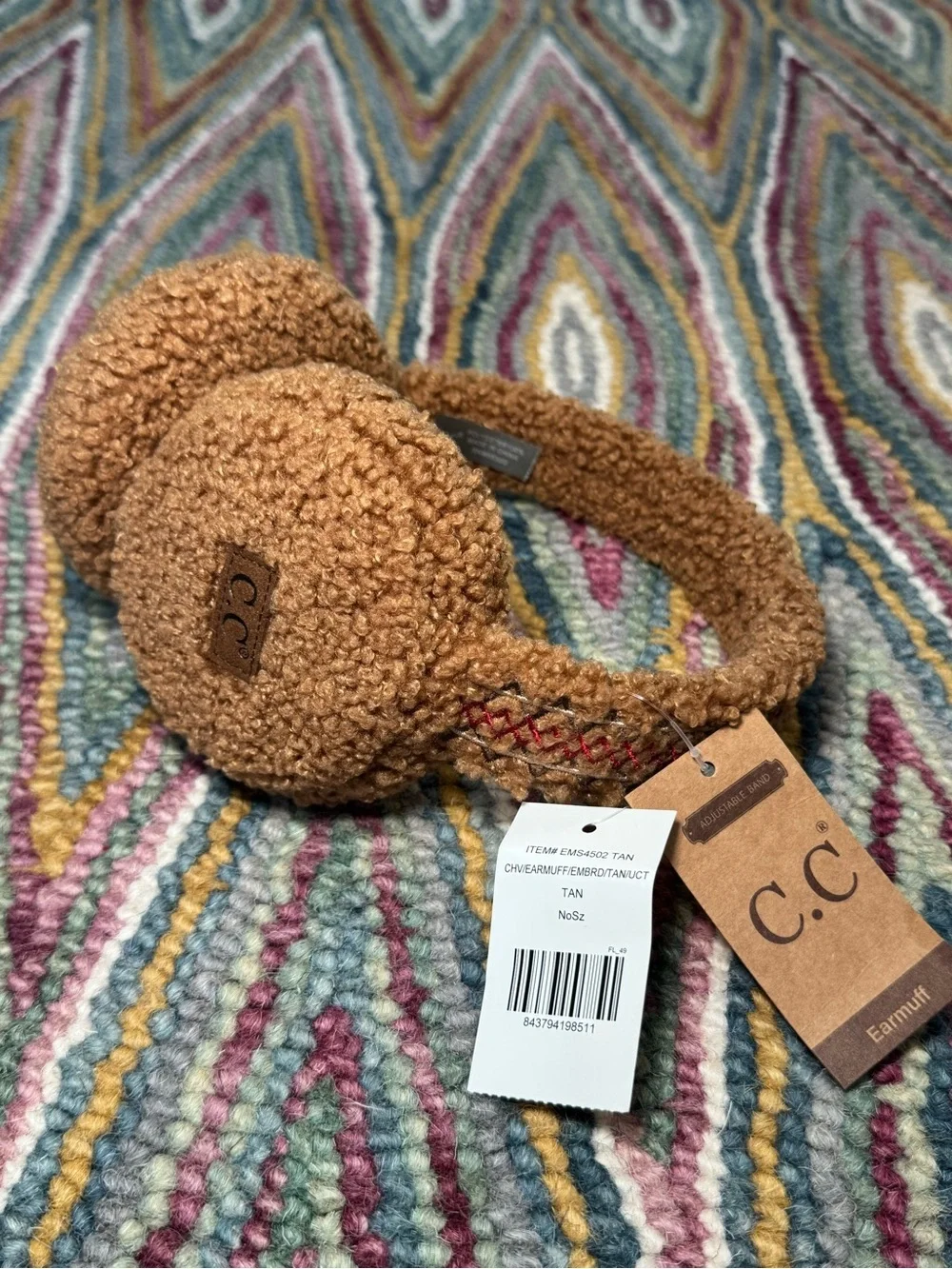 C.C Tan Sherpa Earmuffs – Plush Cozy Headband
